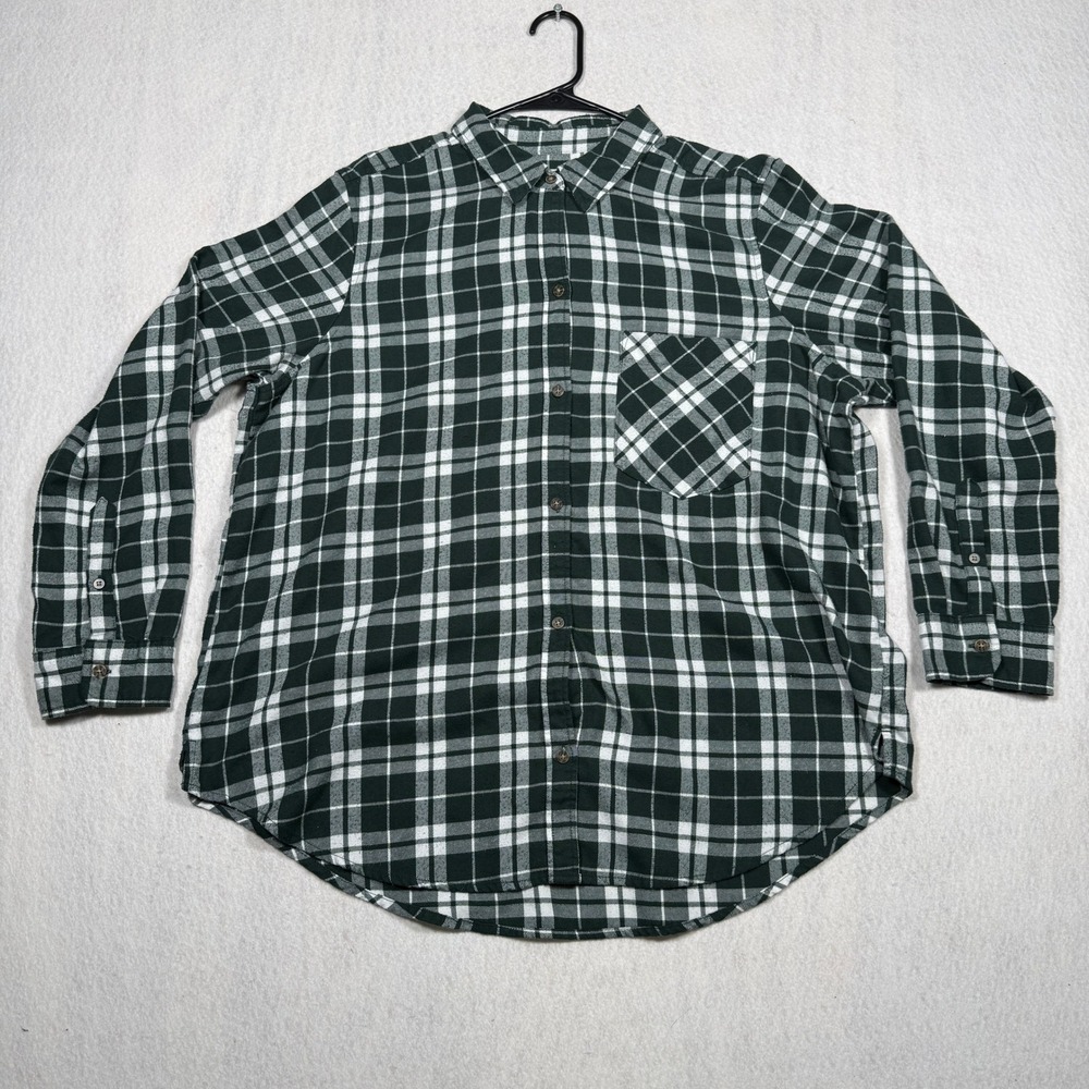 Abercrombie & Fitch Soft Collection Green White Plaid Flannel Shirt XL